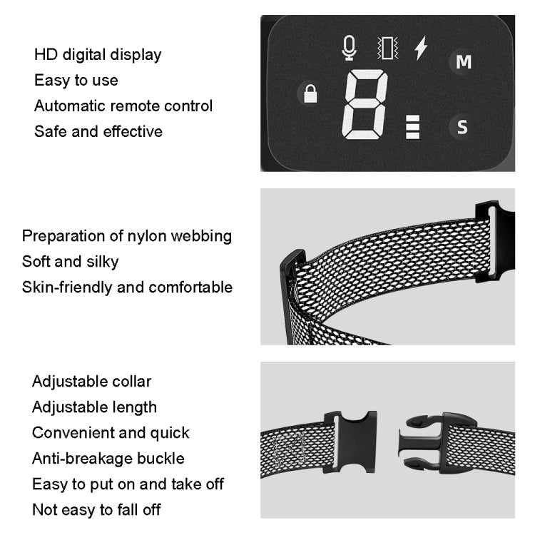 Sandsberg | Intelligenter automatischer elektrischer Schlaghalsband mit Touch-Display, wiederaufladbar, wasserdicht, Hundetrainer, Stop-Beller