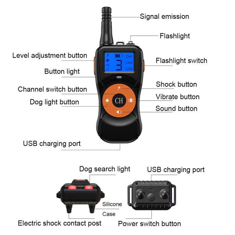 Sandsberg | Smart Electronic Remote Control Hundetrainingsgerät Wasserdichte Haustiere Bellen Stopper, Größe: Für-Zwei-Hunde(Orange)
