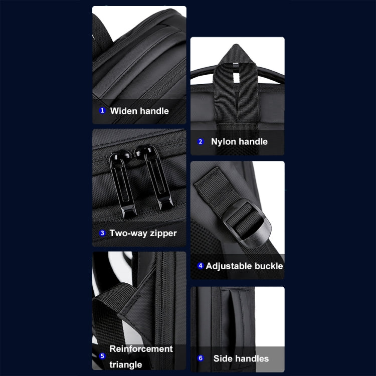 Sandsberg | Erweiterbarer wasserdichter Laptop-Rucksack für das Geschäft mit USB-Anschluss (Schwarz)