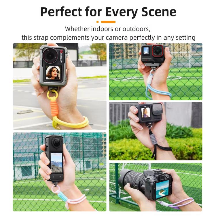 BRDRC Sports Camera Hand Lanyard With 1/4 inch Screw Loss Prevention Lanyard Wrist Strap Accessories(Black Rope Gray Knot)