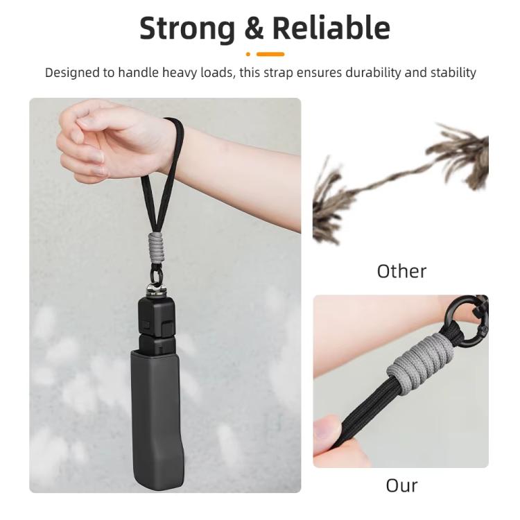 BRDRC Sports Camera Hand Lanyard With 1/4 inch Screw Loss Prevention Lanyard Wrist Strap Accessories(Black Rope Gray Knot)