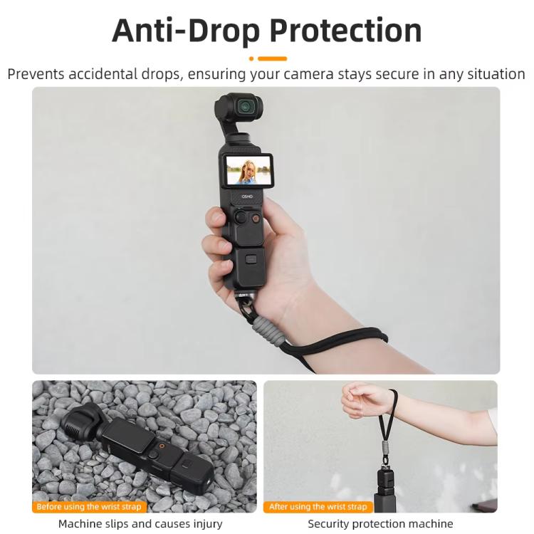 BRDRC Sports Camera Hand Lanyard With 1/4 inch Screw Loss Prevention Lanyard Wrist Strap Accessories(Black Rope Gray Knot)