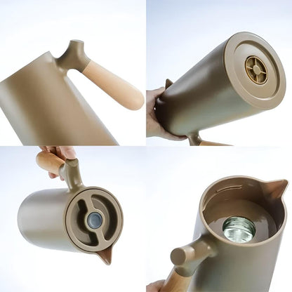 Sandsberg | Thermora – Isolierte Karaffe mit Holzgriff | Stilvolle Thermoskanne für heiße und kalte Getränke