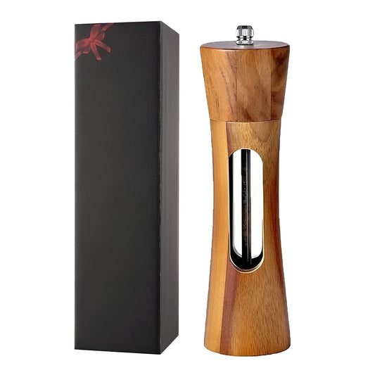 Sandsberg | SpiceCraft Manuelles Salz- und Pfeffermühlen-Set – Holzdessin mit acrylfenster einstellbare mahlgrade
