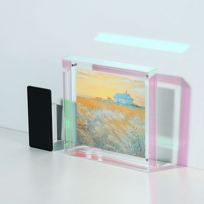 Sandsberg | Eleganter Acryl-Bilderrahmen - Transparentes minimalistisches Design für Wandkunst und Poster, 25x25cm Tischdisplay, keine Einsätze enthalten
