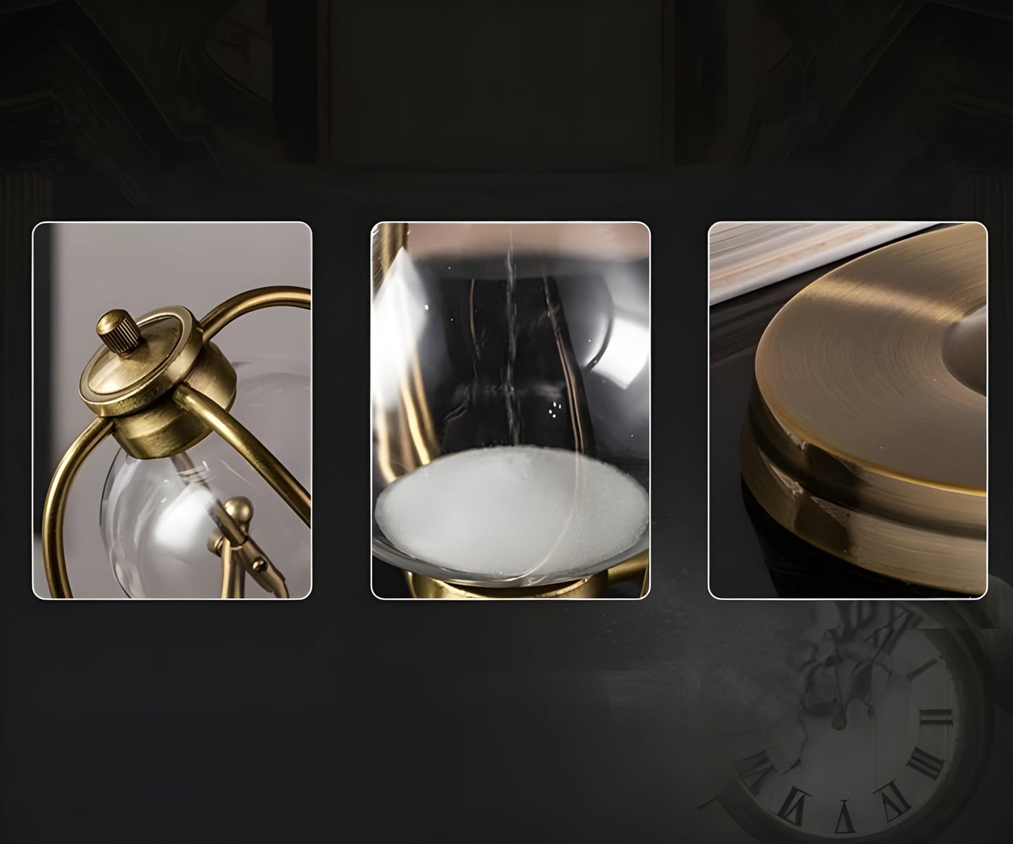 Sandsberg | GracefulTime Uhr – Luxuriöse Sanduhr mit elegantem Goldrahmen & zeitlosem Design