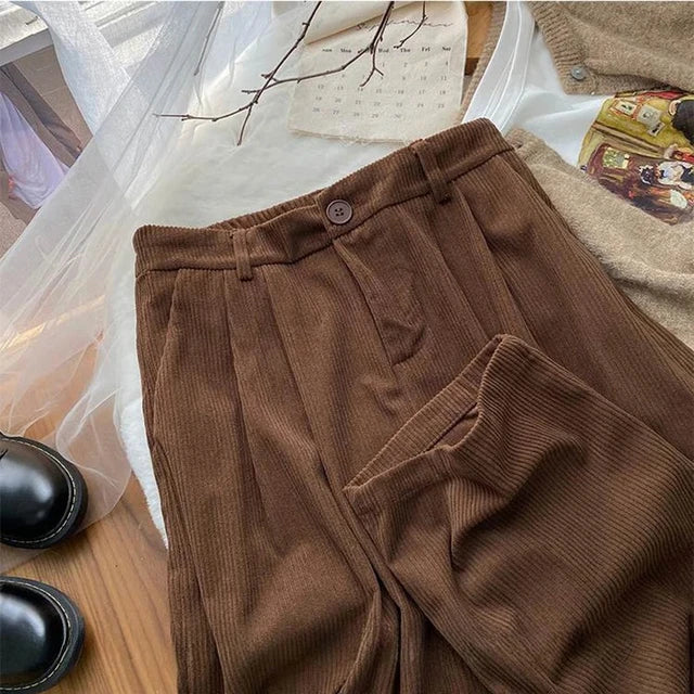 CINDY | Vintage Corduroy Damenhose mit Hoher Taille | Stylische Hose für einen Warmen Herbst
