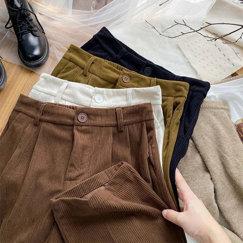 CINDY | Vintage Corduroy Damenhose mit Hoher Taille | Stylische Hose für einen Warmen Herbst