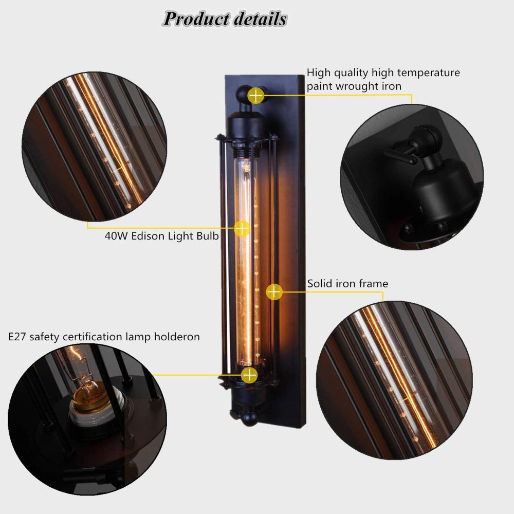 Sandsberg | Vintage Wandmontierte LED-Leuchte – zeitloses Design mit elegantem mattem Schwarz-Finish