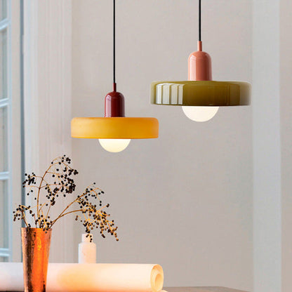 Sandsberg Pendelleuchte aus farbigem Glas | Elegante Hängeleuchte im Bauhaus-Stil | Designlampe für Wohnzimmer & Esszimmer
