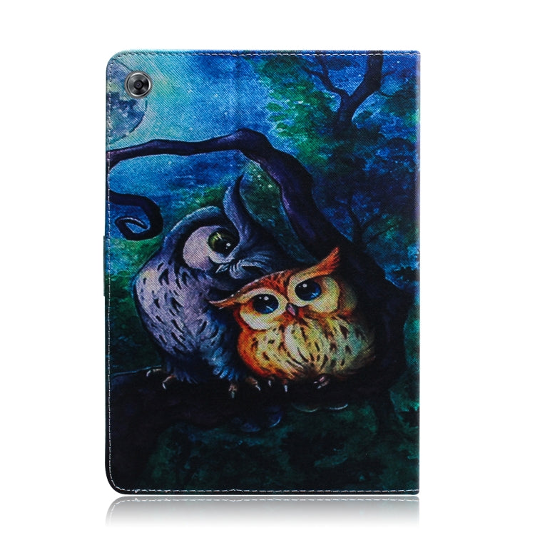 Sandsberg | Oil Owl Muster Horizontal Flip Lederhülle für Huawei MediaPad M5 Lite 8 / Honor Tab 5, mit Halter & Kartensteckplatz & Brieftasche