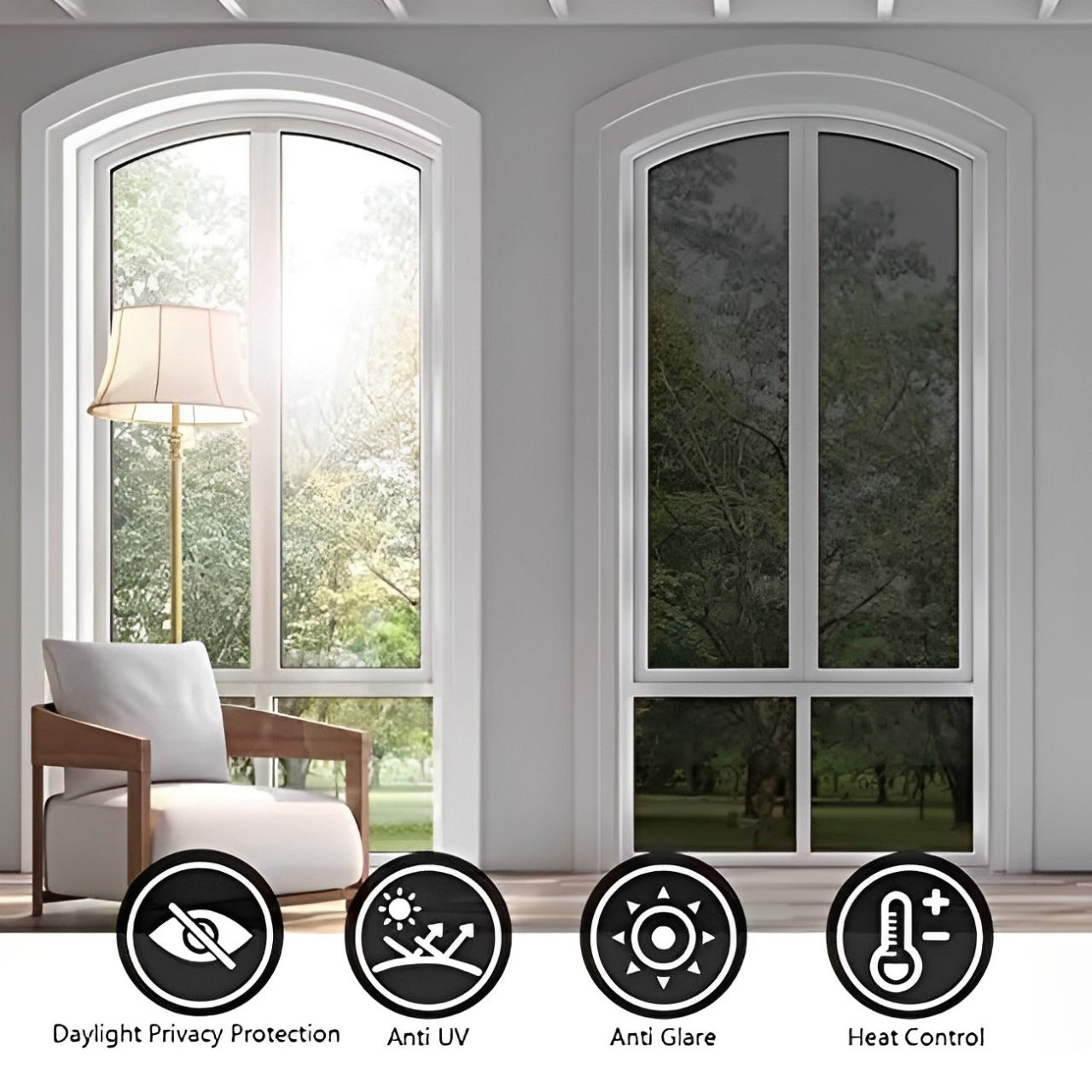 Fenster Privatsphäre Tönungsfolie, Anti-UV-Sonnenschutz Wärme Control Reflexionsfolie, Fenster Kühlfolienaufkleber