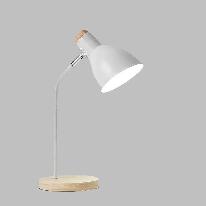 Holztischlampe – Kreative skandinavische Schreibtischlampe aus Holz und Metall