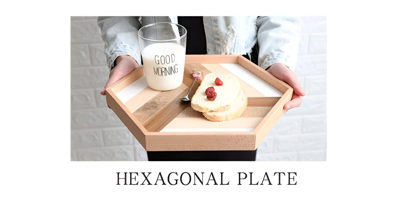 Hexagon Holz Dekorativer Aufbewahrungstablett