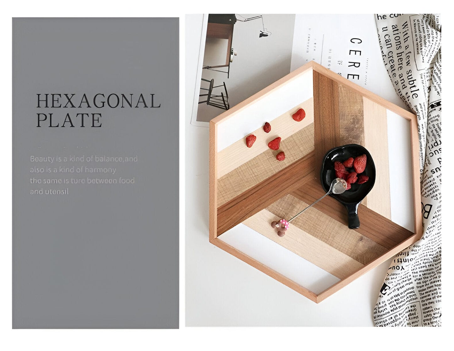 Hexagon Holz Dekorativer Aufbewahrungstablett