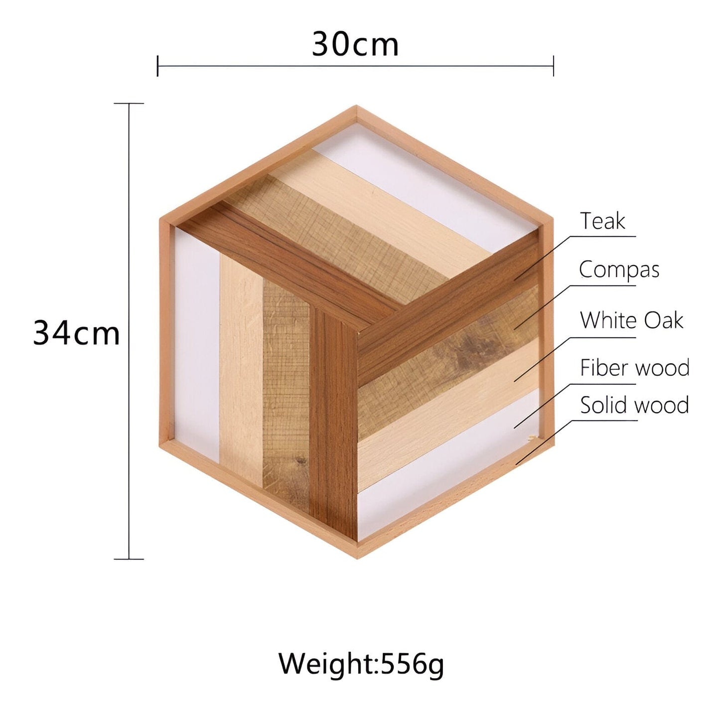 Hexagon Holz Dekorativer Aufbewahrungstablett