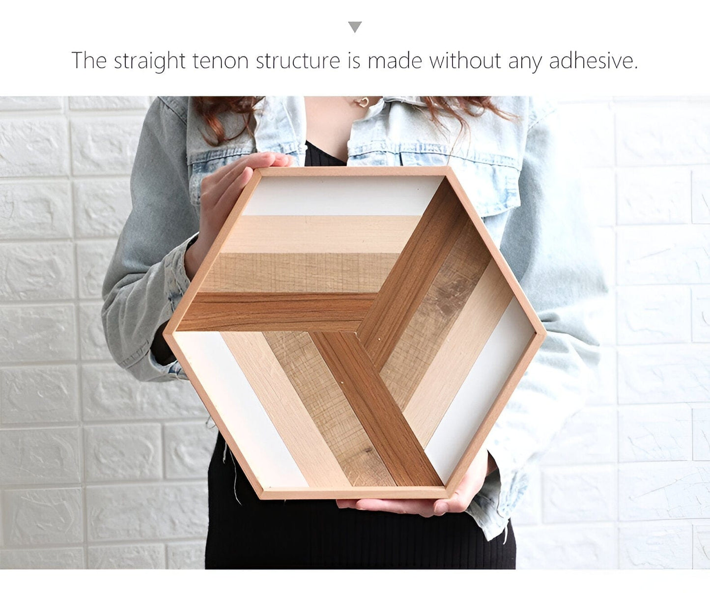 Hexagon Holz Dekorativer Aufbewahrungstablett