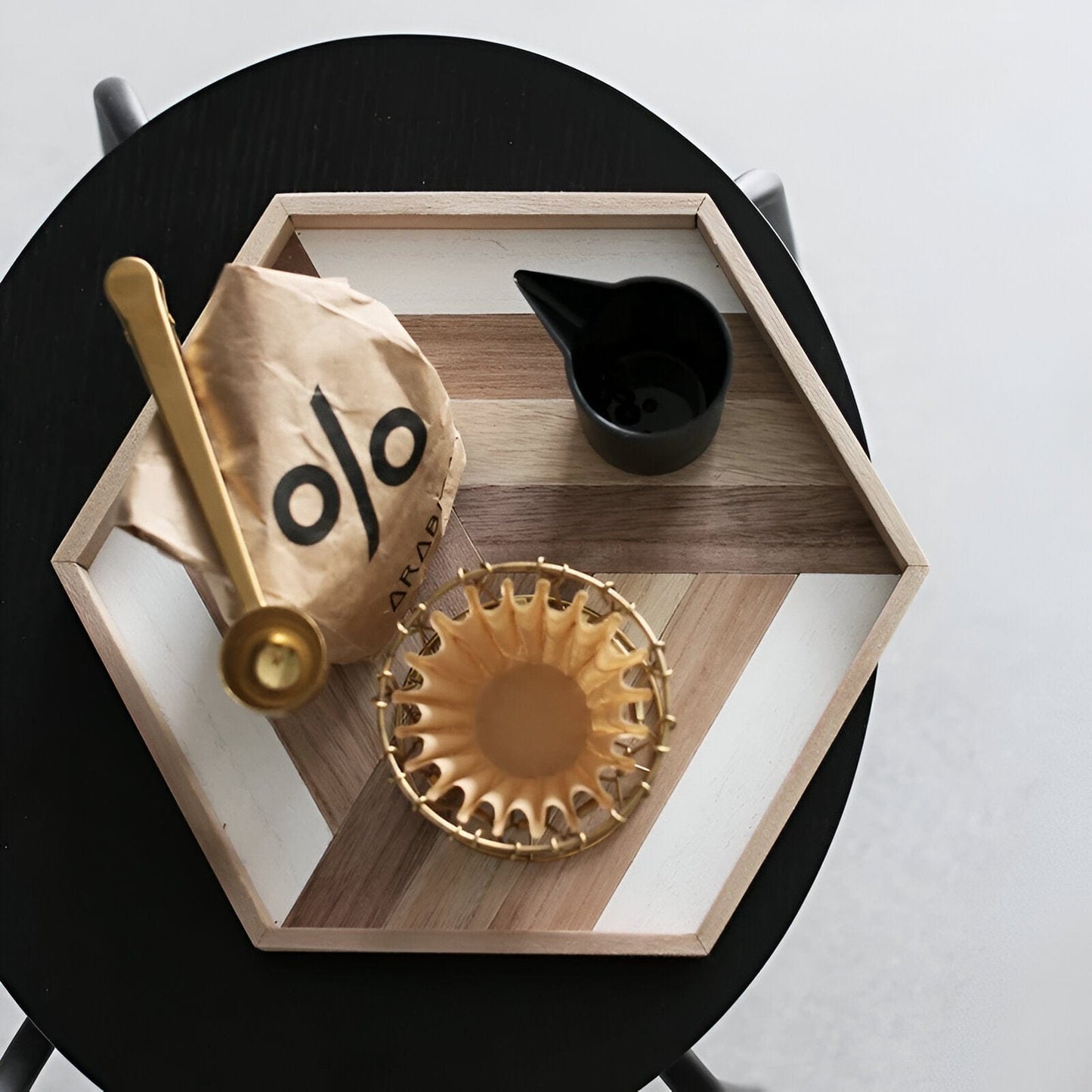 Hexagon Holz Dekorativer Aufbewahrungstablett