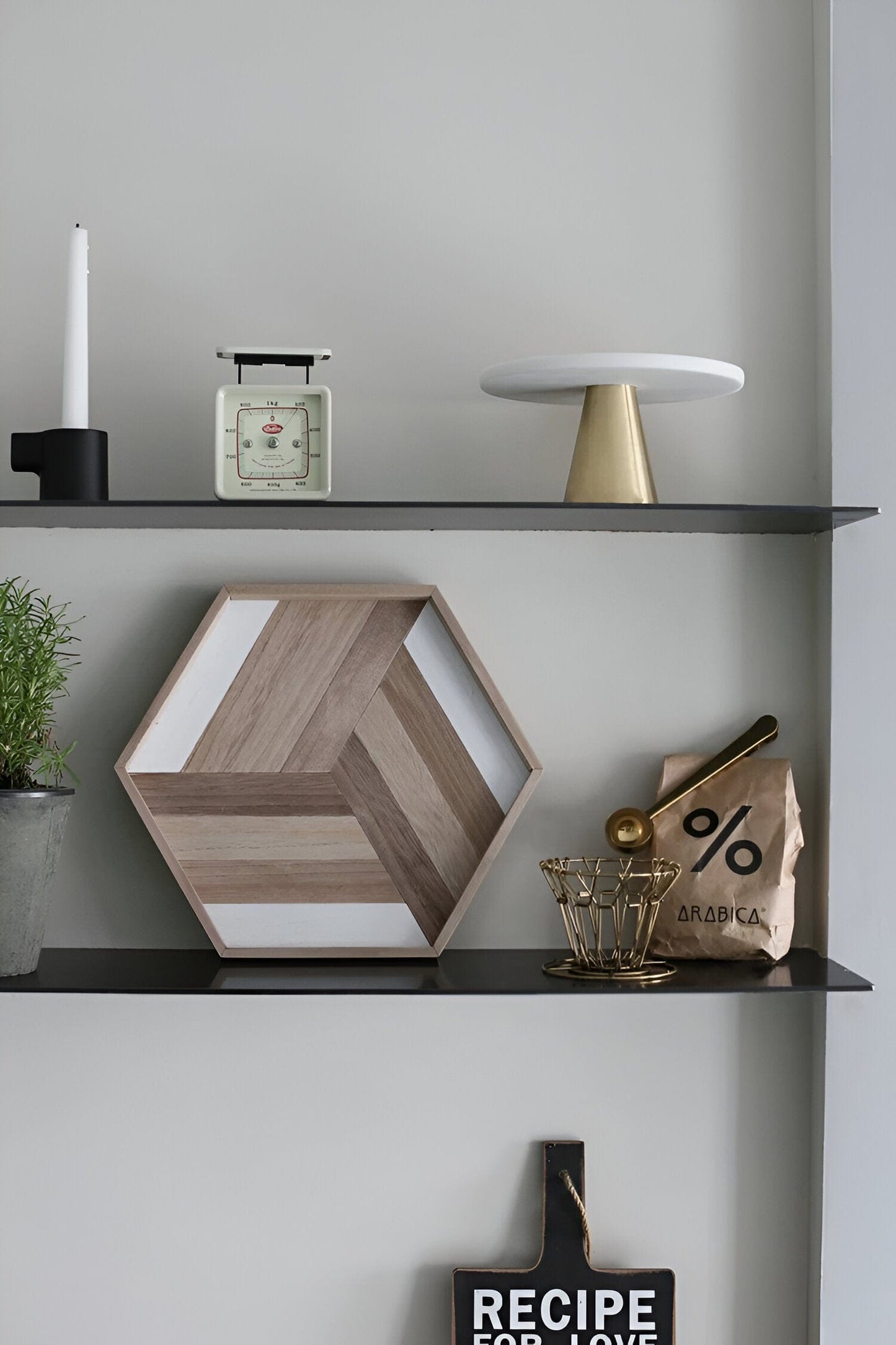 Hexagon Holz Dekorativer Aufbewahrungstablett