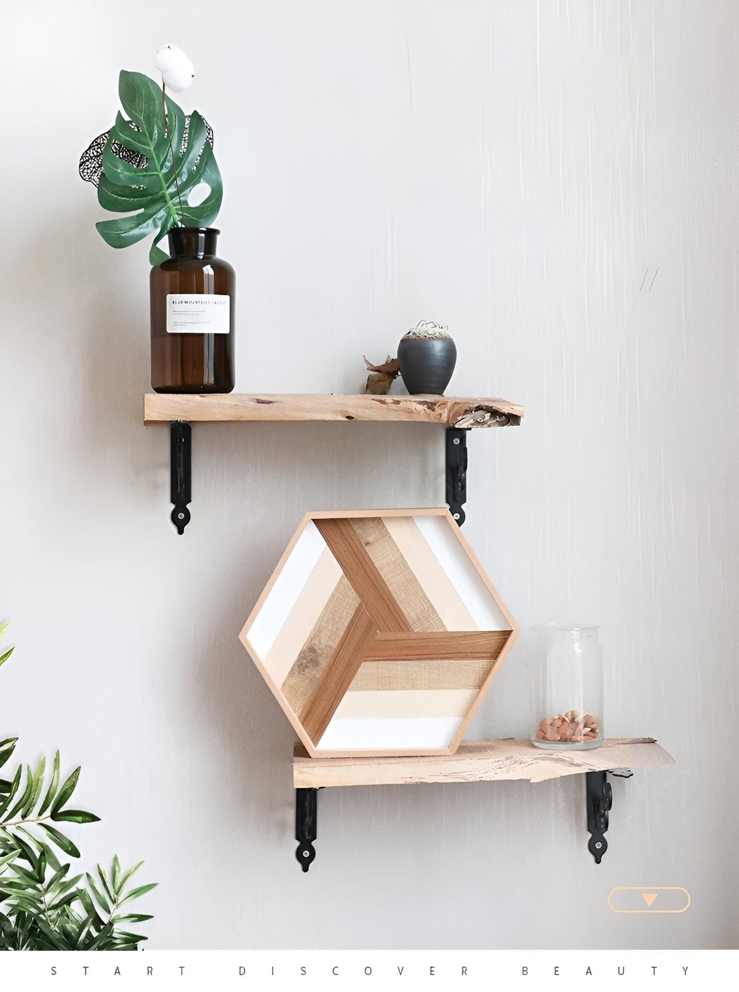 Hexagon Holz Dekorativer Aufbewahrungstablett
