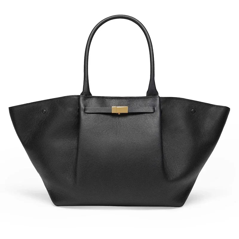 Sandsberg | Tassa Luxus Oversized Schultertasche mit goldener Verschluss - Elegante Minimalistische Tote für Frauen
