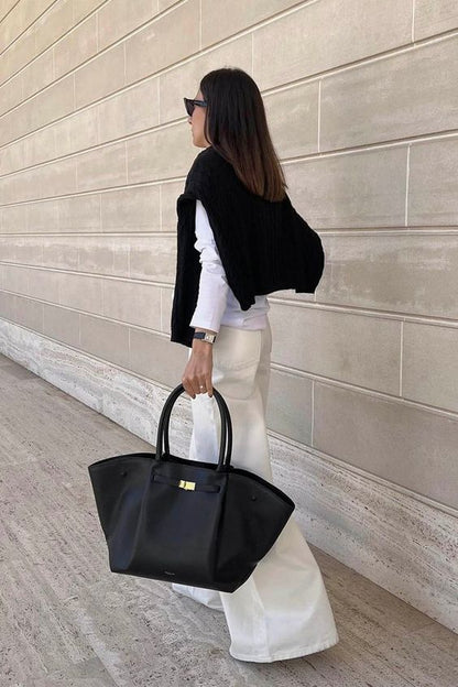 Sandsberg | Tassa Luxus Oversized Schultertasche mit goldener Verschluss - Elegante Minimalistische Tote für Frauen