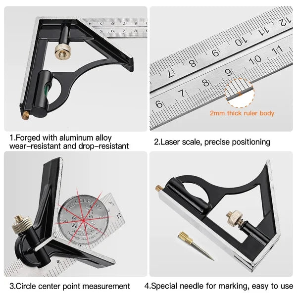Multifunktionales Kombinations-Winkelmesser-Set, machen Sie die Arbeit effizienter! 💼🏃‍♂️