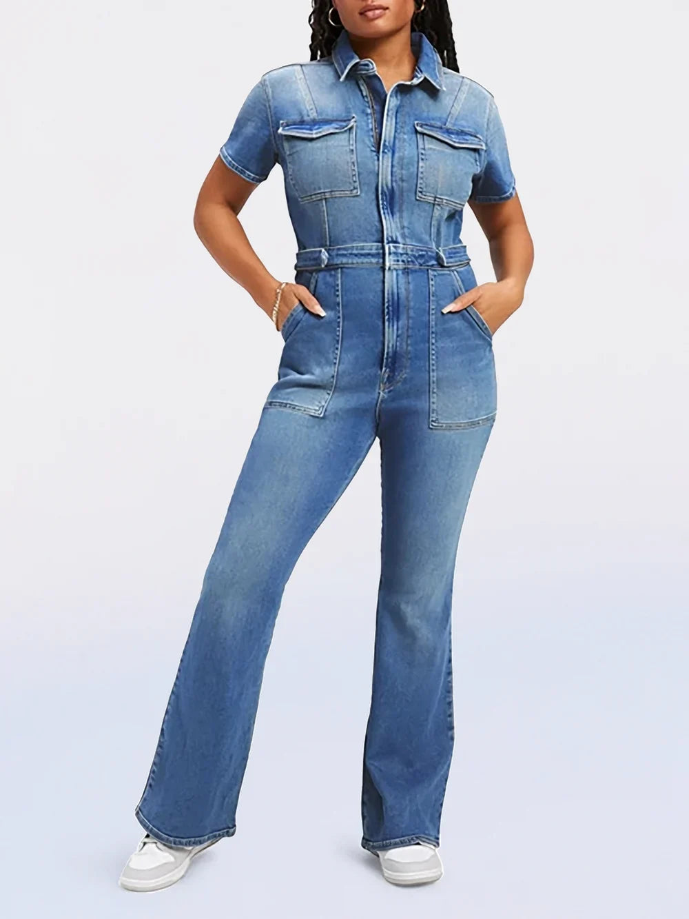 Dünner Denim-Overall in Stiefelform