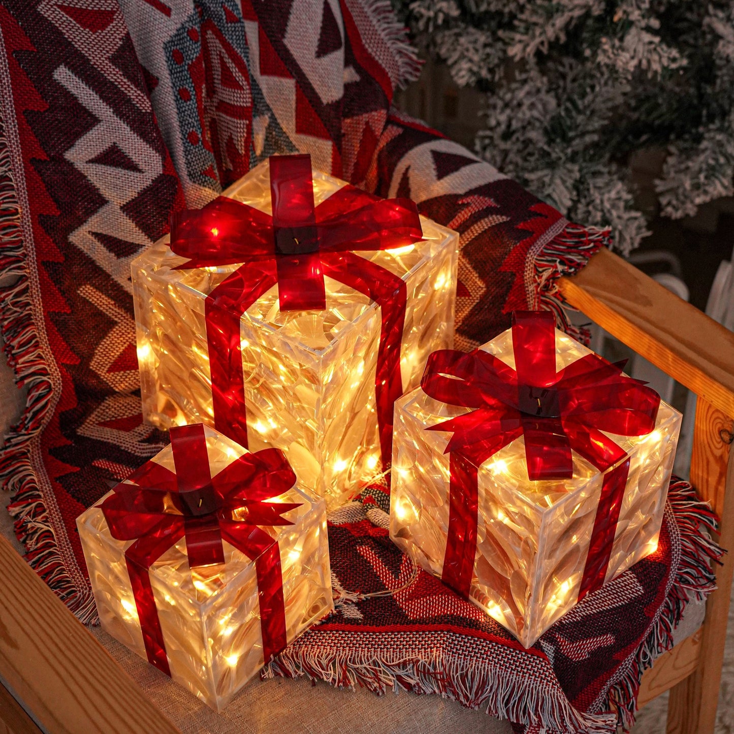 Sandsberg LED Geschenkboxen Set | Weihnachtsbeleuchtung | Deko für Innen & Außen | Set aus 3 Boxen