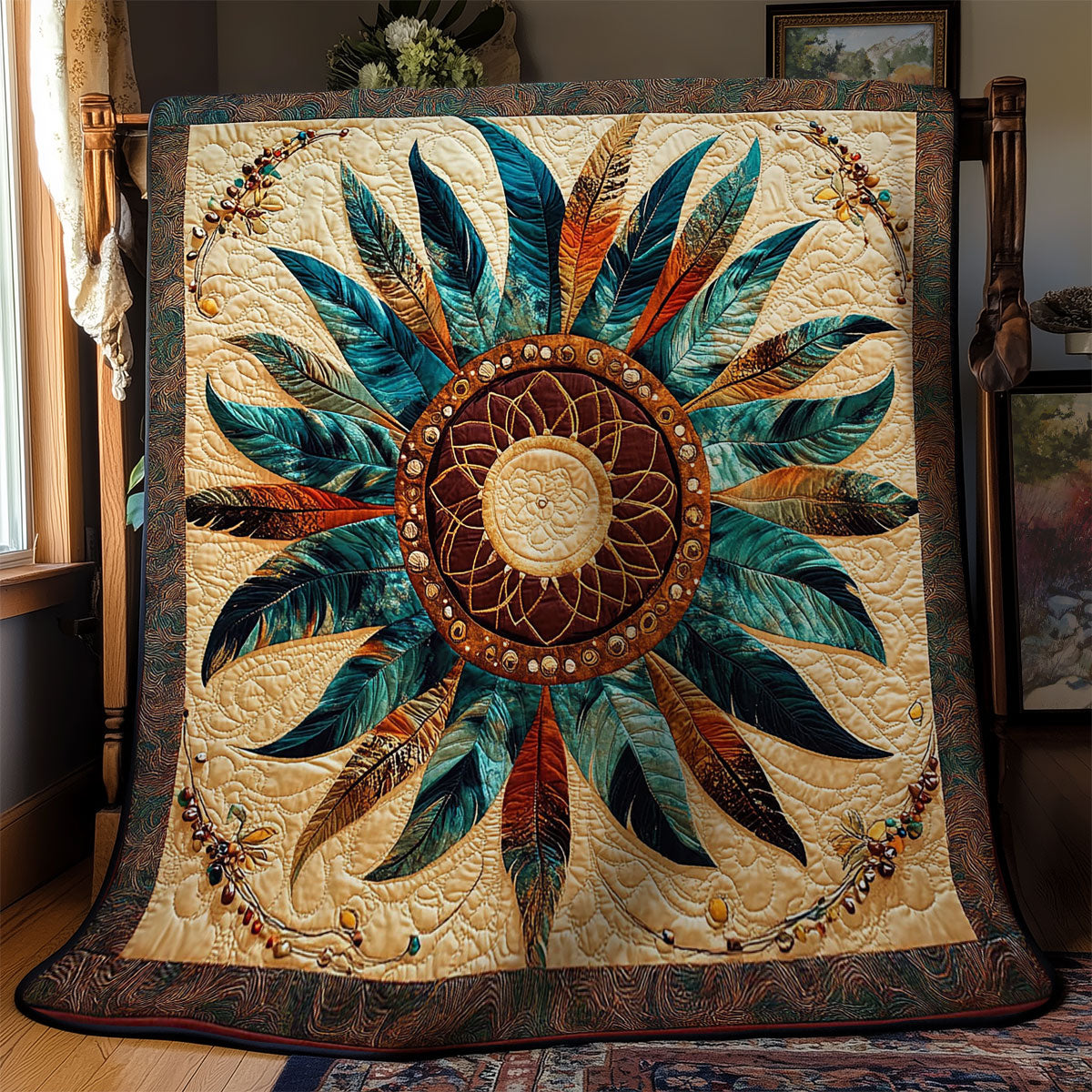 Schöner Feder Traumfänger Quilt