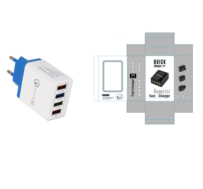 USB-Ladegerät Quick Charge 3.0 4 Telefonadapter für Tablet Tragbares mobiles Wandladegerät Schnellladegerät