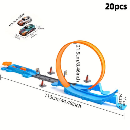 Sandsberg | Rennautobahn Set für Kinder mit 2 Autos – 360° drehbare Bahn & kreatives Bau Spielzeug
