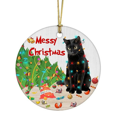 Sandsberg | Acryl Schwarze Katze Weihnachtsornamente Set – Niedliche Baumanhänger für Hochzeiten, Partys und festliche Wohnkultur