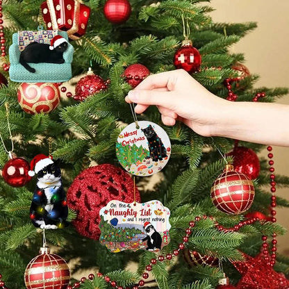 Sandsberg | Acryl Schwarze Katze Weihnachtsornamente Set – Niedliche Baumanhänger für Hochzeiten, Partys und festliche Wohnkultur