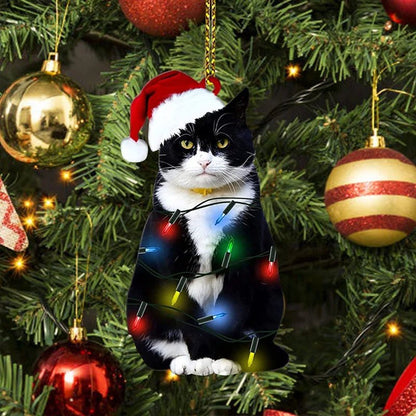 Sandsberg | Acryl Schwarze Katze Weihnachtsornamente Set – Niedliche Baumanhänger für Hochzeiten, Partys und festliche Wohnkultur