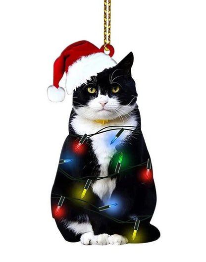 Sandsberg | Acryl Schwarze Katze Weihnachtsornamente Set – Niedliche Baumanhänger für Hochzeiten, Partys und festliche Wohnkultur