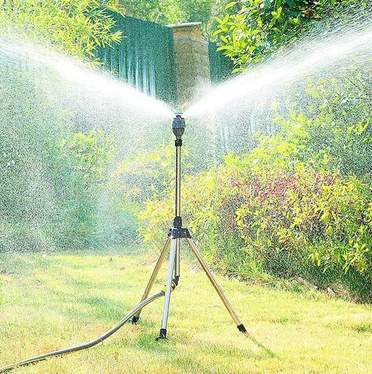 Sandsberg | TurboSpray Verstellbarer 360° GartenSprinkler – Edelstahl Rotierendes Rasenbewässerungssystem