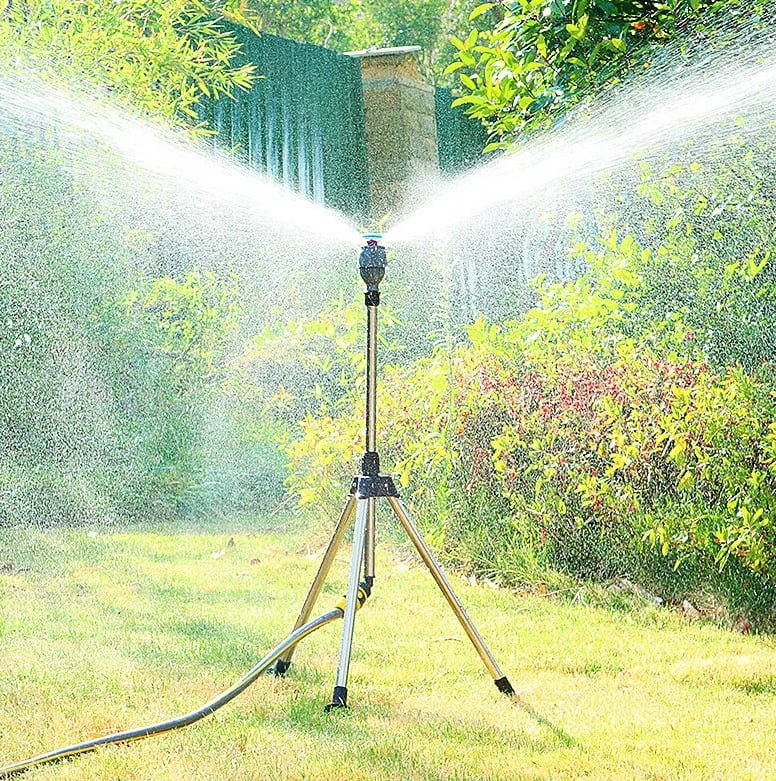 Sandsberg | TurboSpray Verstellbarer 360° GartenSprinkler – Edelstahl Rotierendes Rasenbewässerungssystem