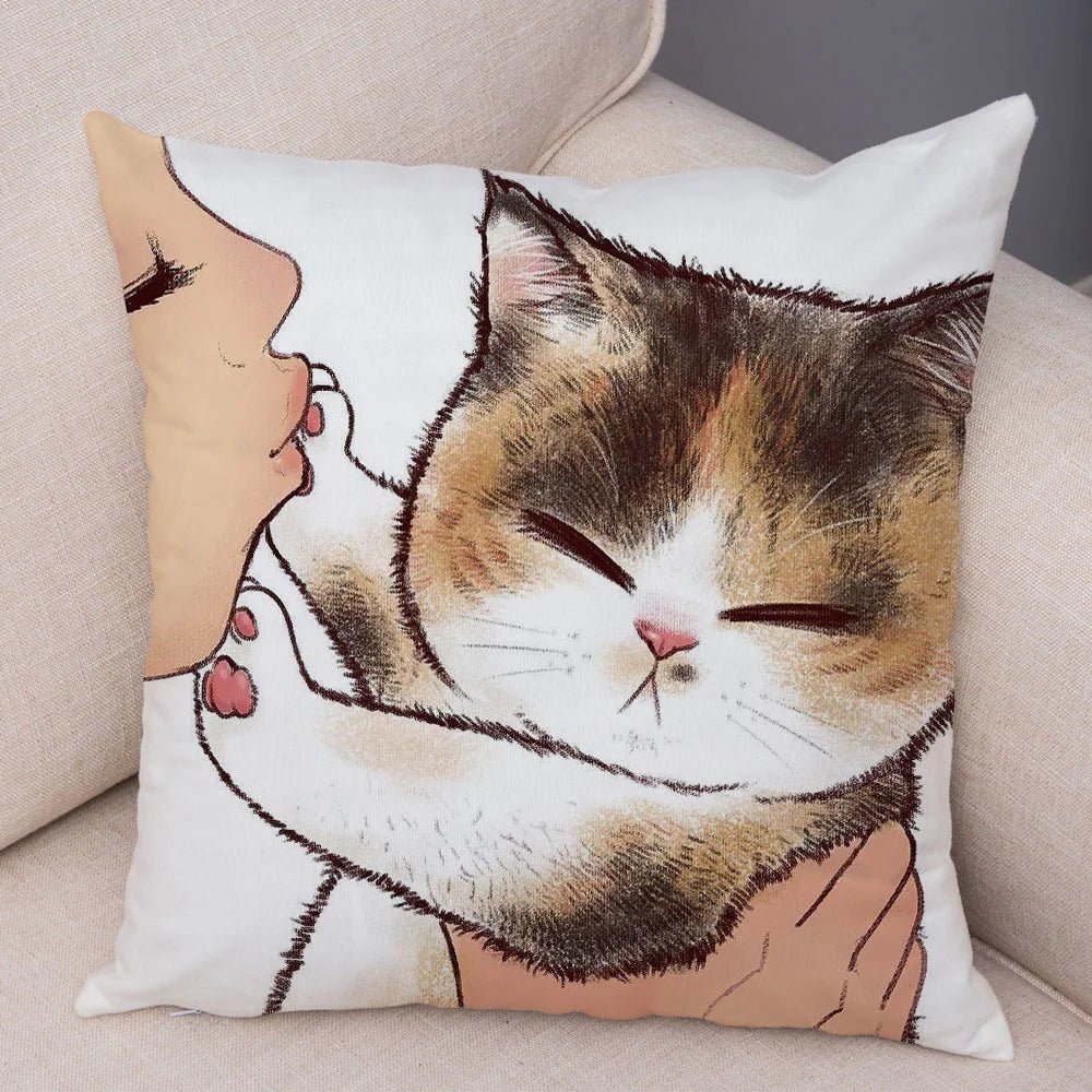Charmante Katze Illustration Kissen Kissenbezug