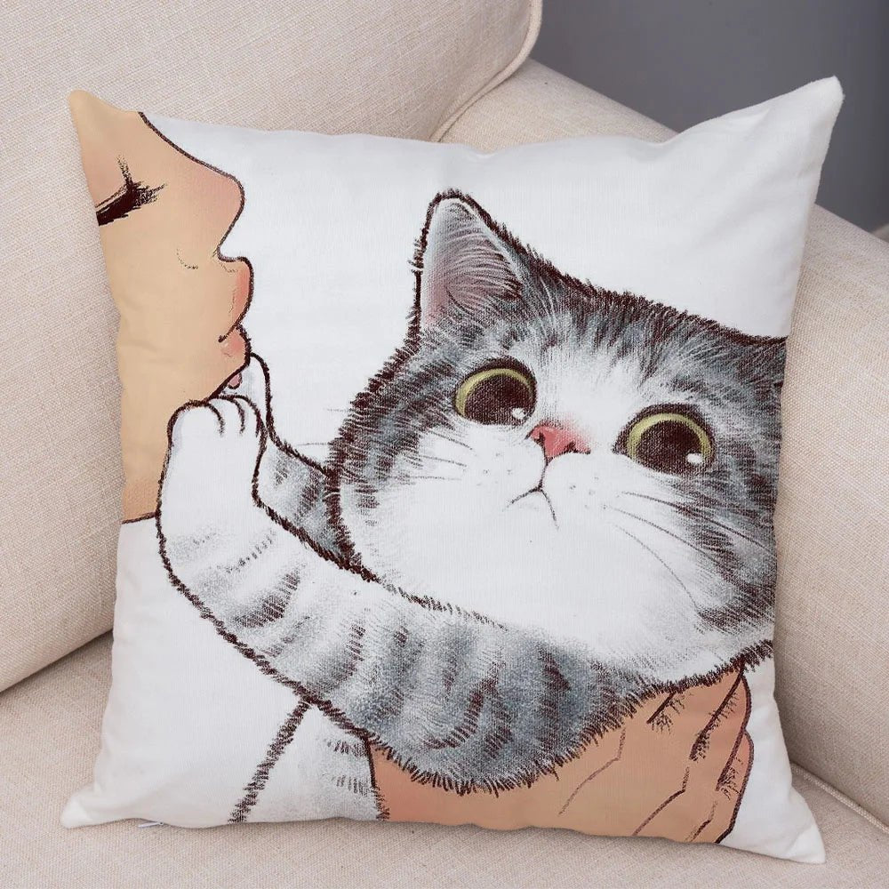 Charmante Katze Illustration Kissen Kissenbezug