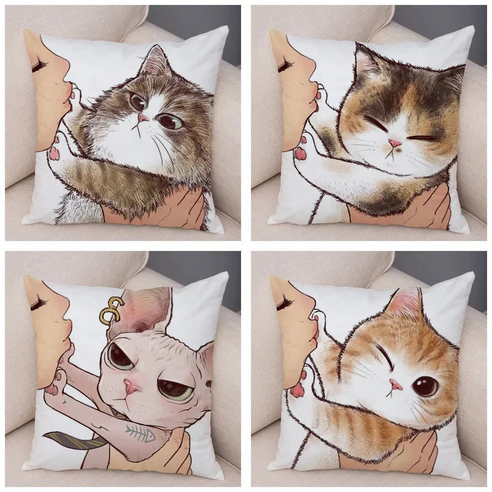 Charmante Katze Illustration Kissen Kissenbezug
