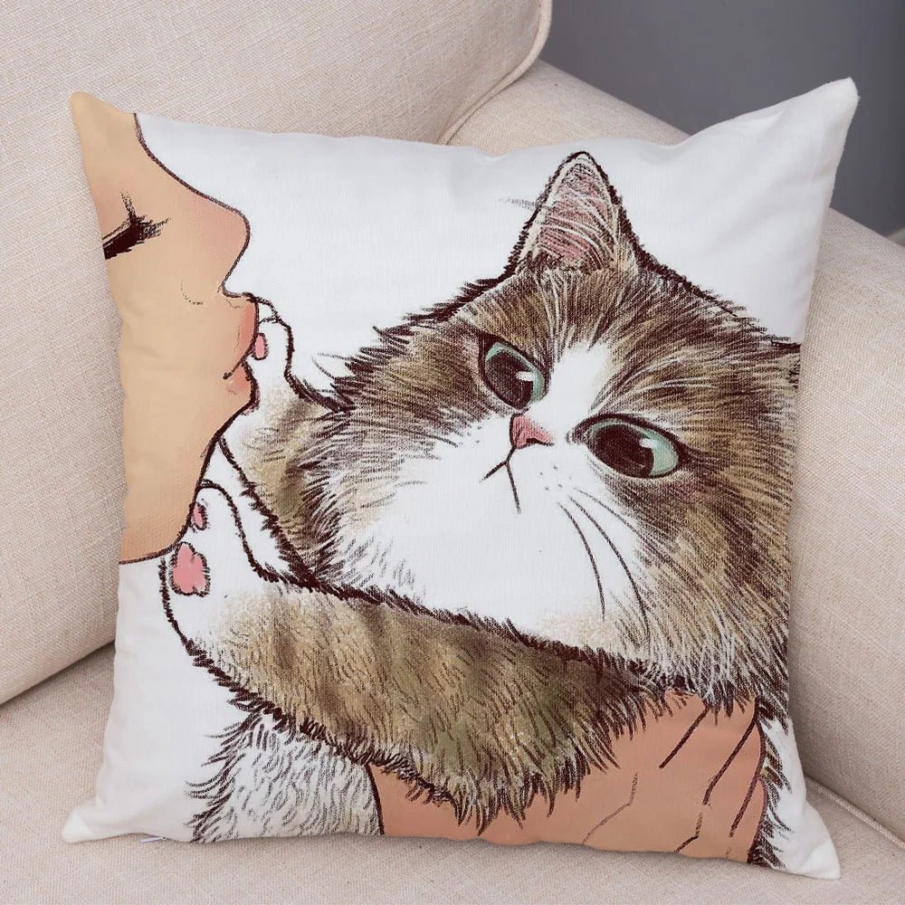 Charmante Katze Illustration Kissen Kissenbezug