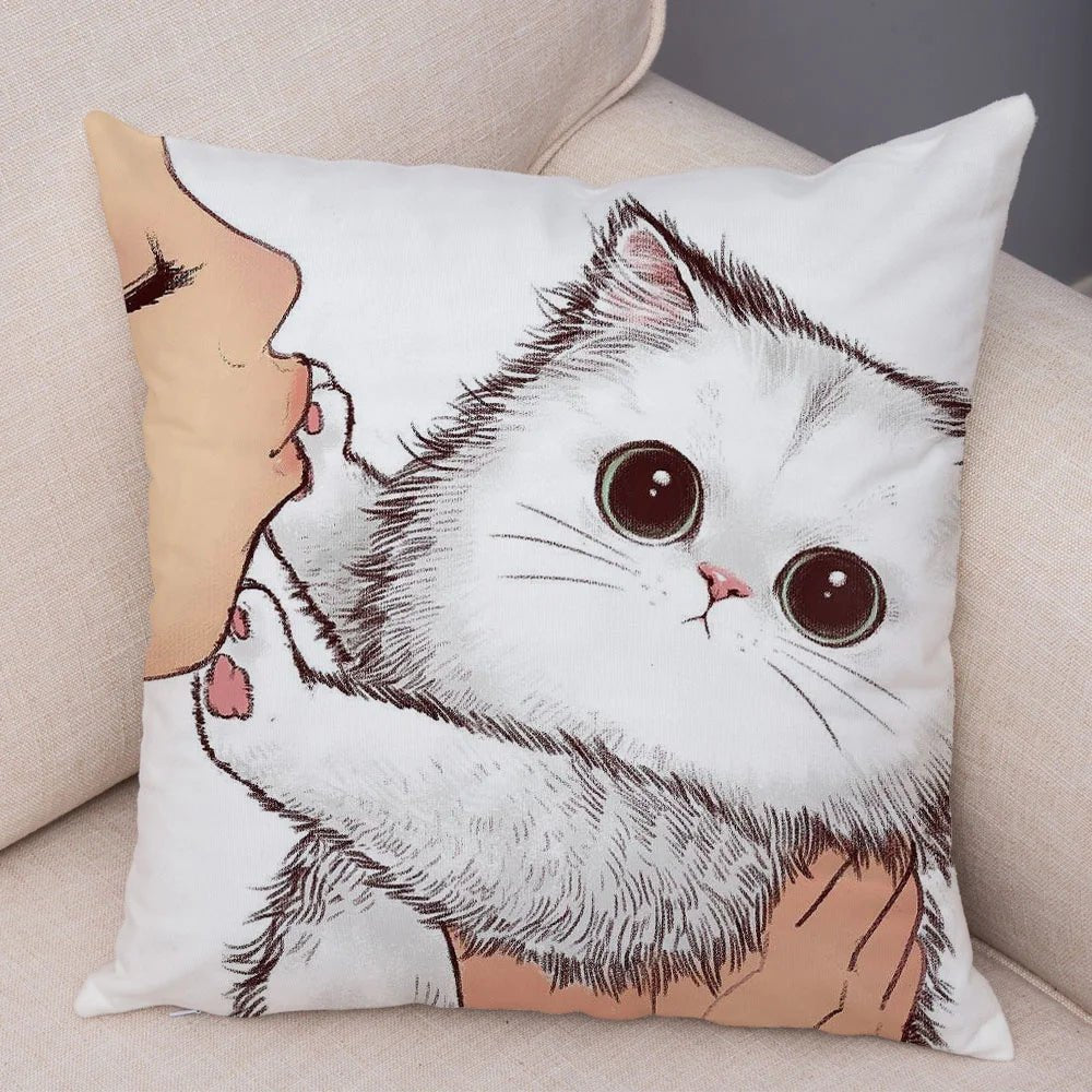 Charmante Katze Illustration Kissen Kissenbezug