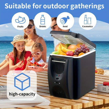 Kompakter 6L tragbarer Mini-Kühlschrank für Autos – DC 12V elektrischer Kühler für Getränke, Meeresfrüchte und Obst, ideal für Reisen und Outdoor-Abenteuer