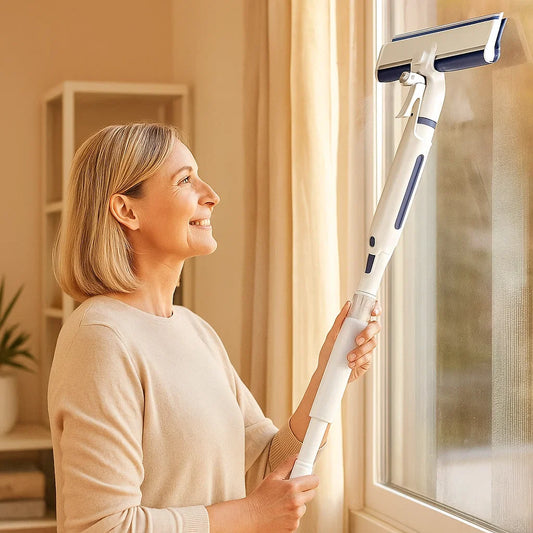 Sandsberg | Teleskopischer 3-in-1-Fensterreiniger mit Sprühvorrichtung und integriertem Behälter