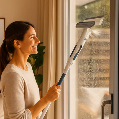Sandsberg | Teleskopischer 3-in-1-Fensterreiniger mit Sprühvorrichtung und integriertem Behälter