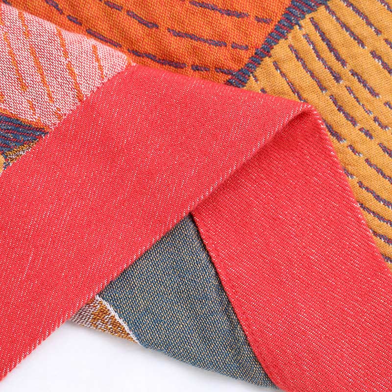 Bunte Wendesteppdecke aus Baumwollgaze in Persimmon