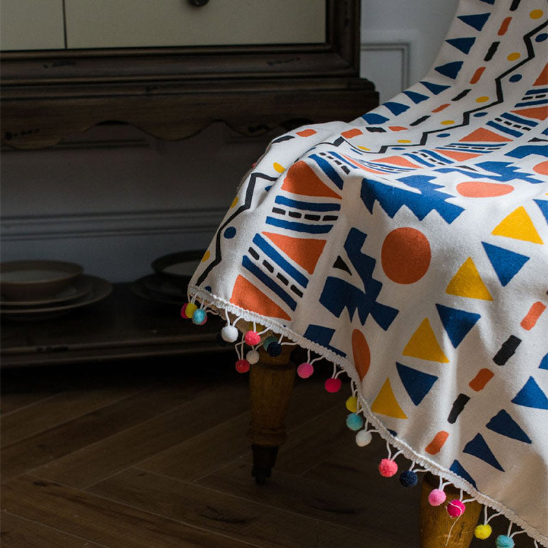 Sandsberg Boho Bunter geometrischer Vorhang mit Quaste