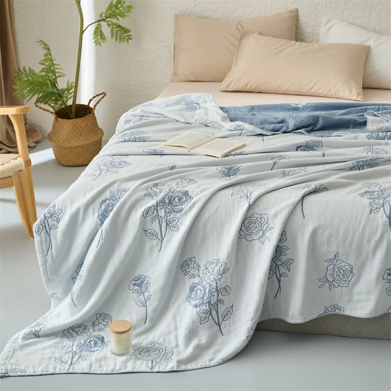 Jacquard-Steppdecke aus vierlagiger Baumwollgaze
