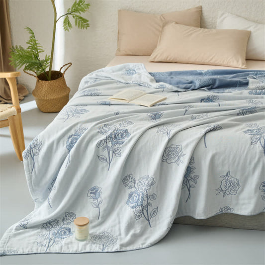 Jacquard-Steppdecke aus vierlagiger Baumwollgaze
